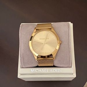 Like New Michael Kors Slim Runway Gold Watch